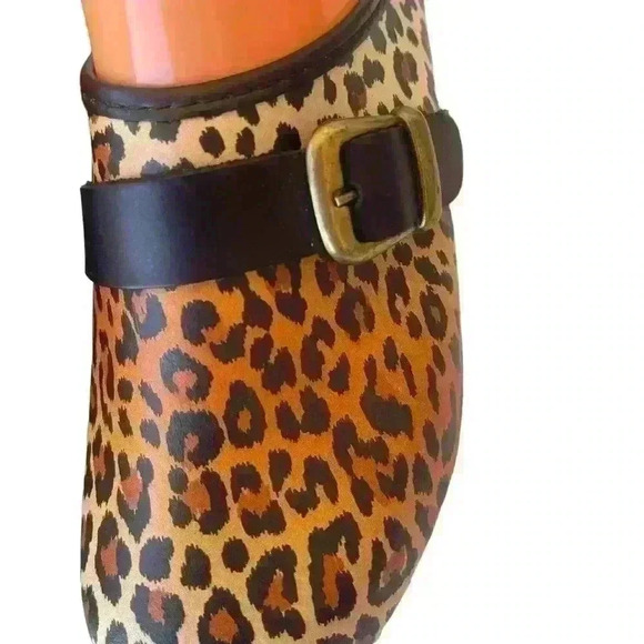 MY Clogs Wooden Women’s  Leather Cheetah Leopard Print  Made In Italy Sz 39/8.5 - Picture 5 of 12